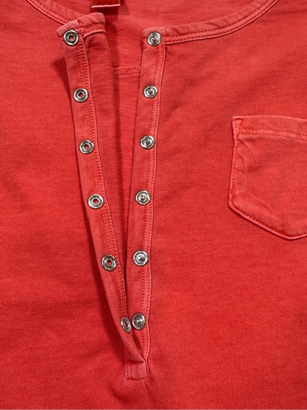 Mossimo Women’s XXL Thermal Henley Top Coral 100% Cotton - Picture 6 of 13
